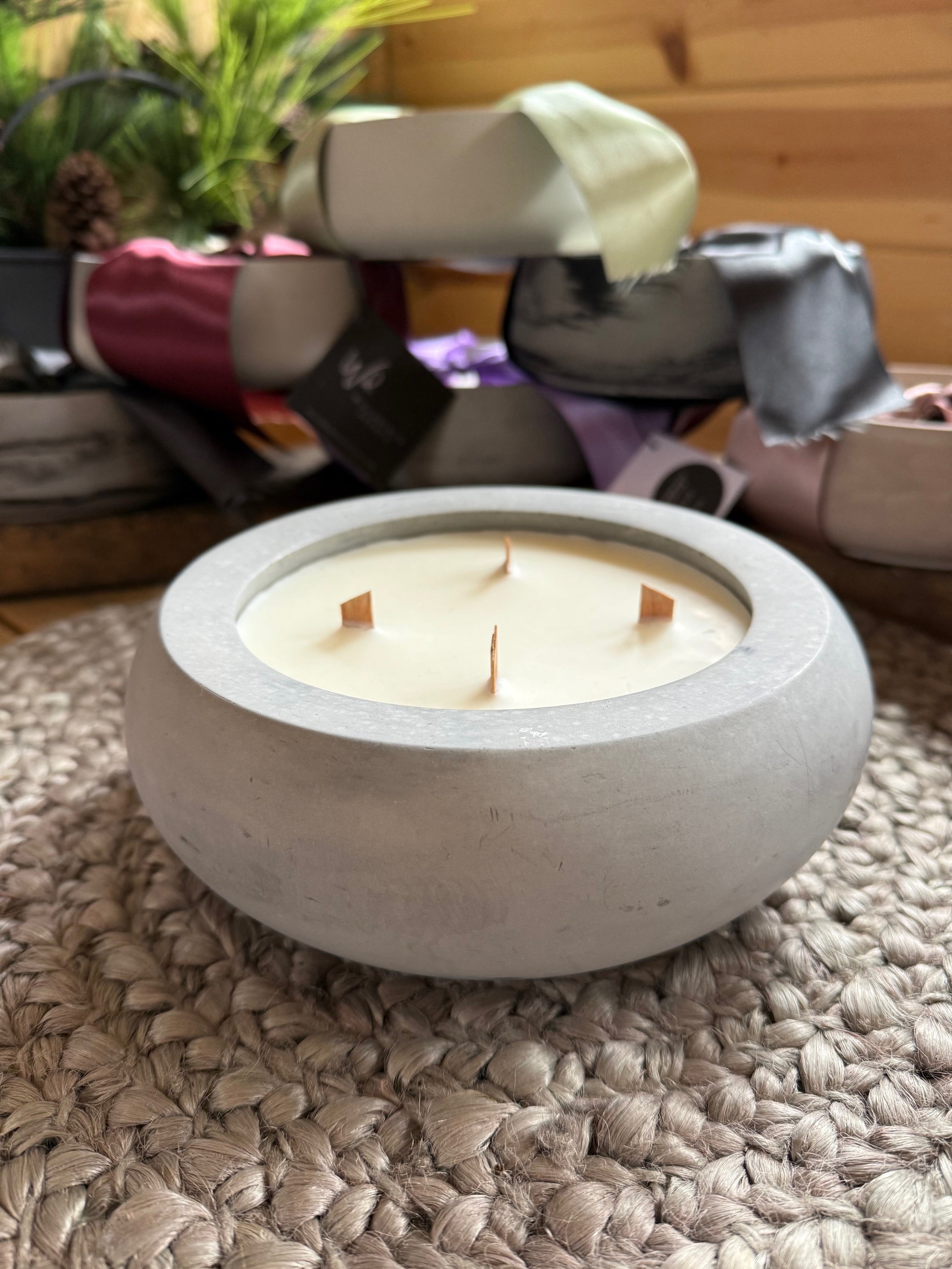 XL Cement Wood Wick Candle