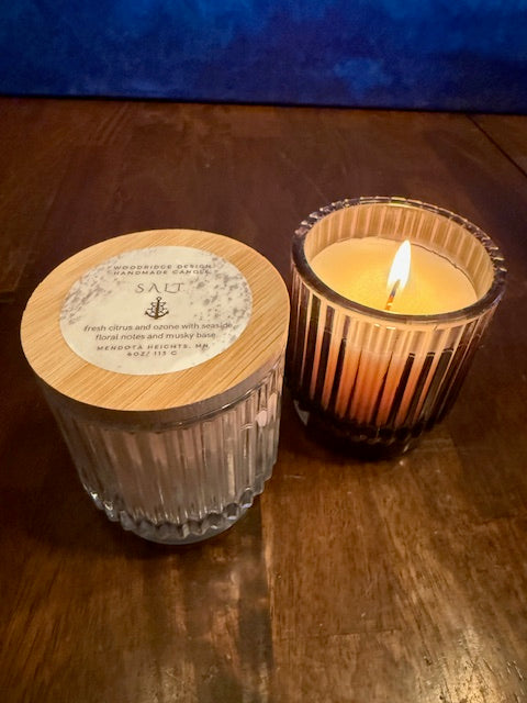 Small lidded glass candle