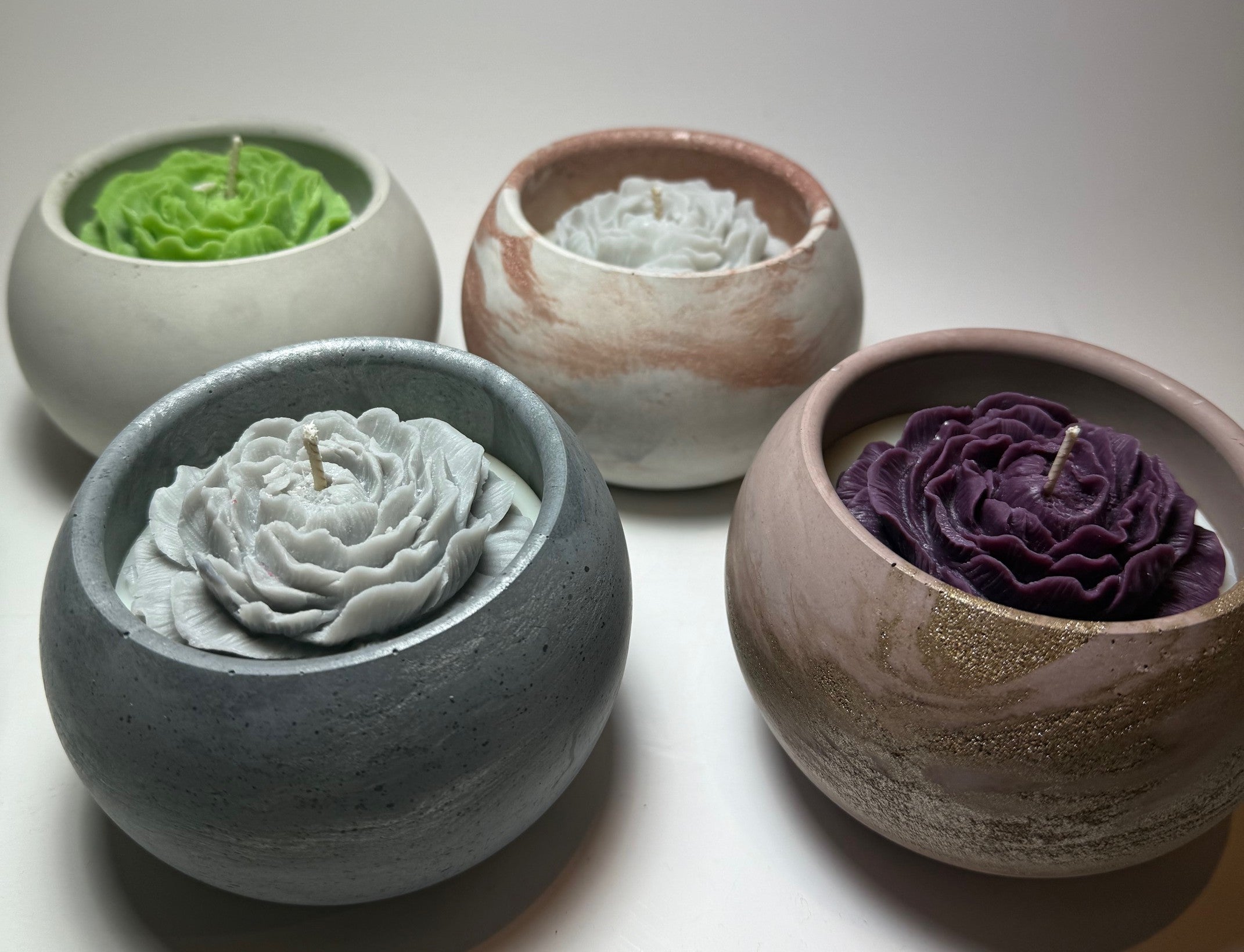 Cement 8oz Candle with Rose top