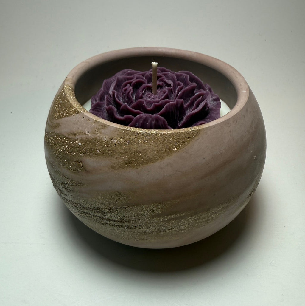Cement 8oz Candle with Rose top
