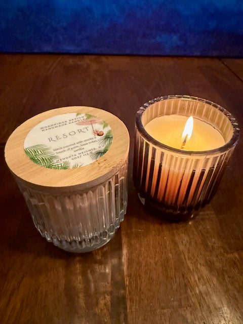 Small lidded glass candle